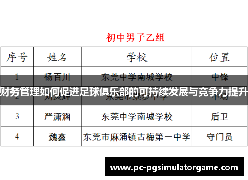 财务管理如何促进足球俱乐部的可持续发展与竞争力提升