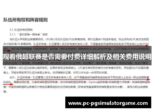 观看俄超联赛是否需要付费详细解析及相关费用说明